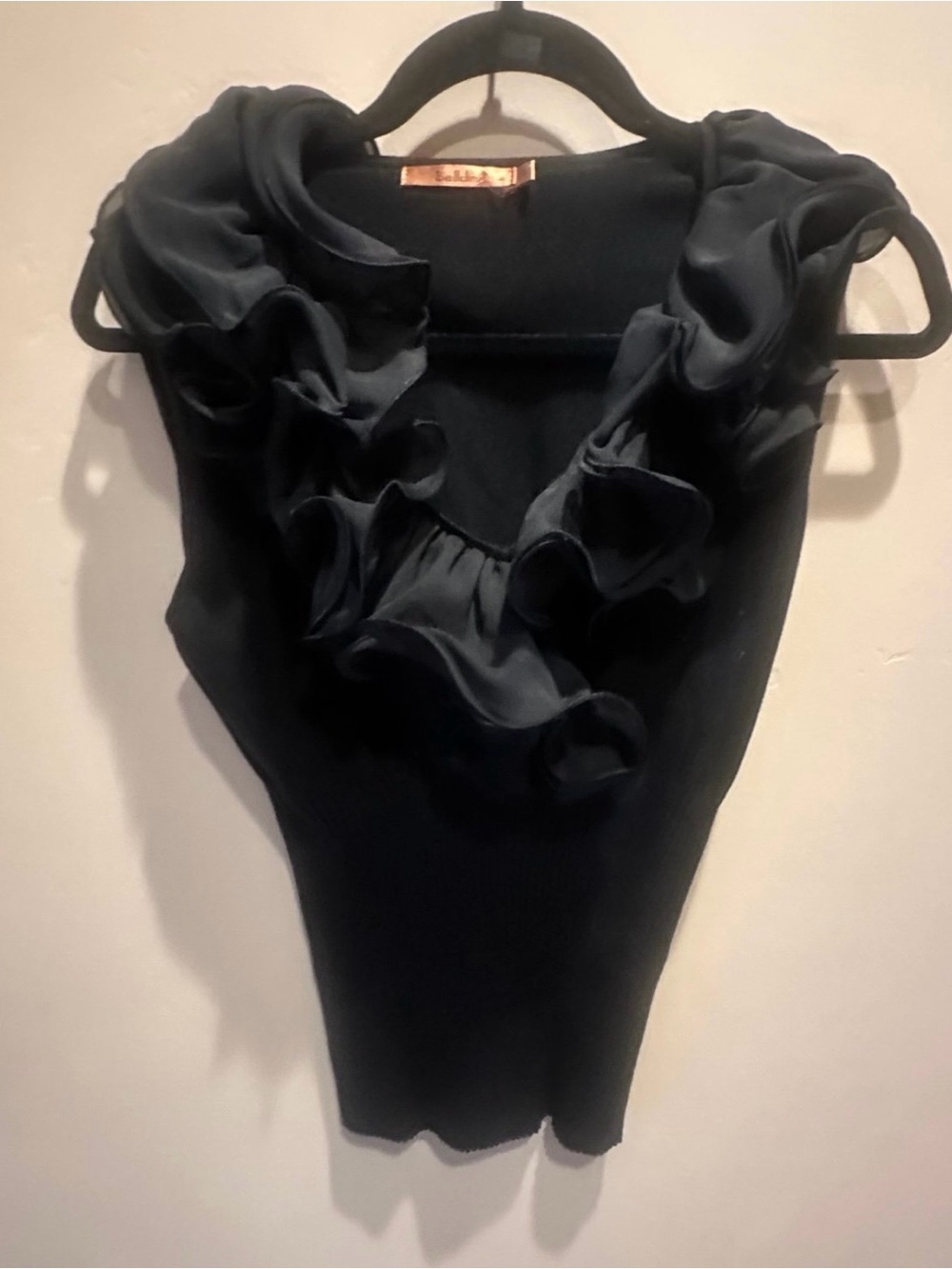 Belldini Black Ruffle-Trim Sleeveless Top
